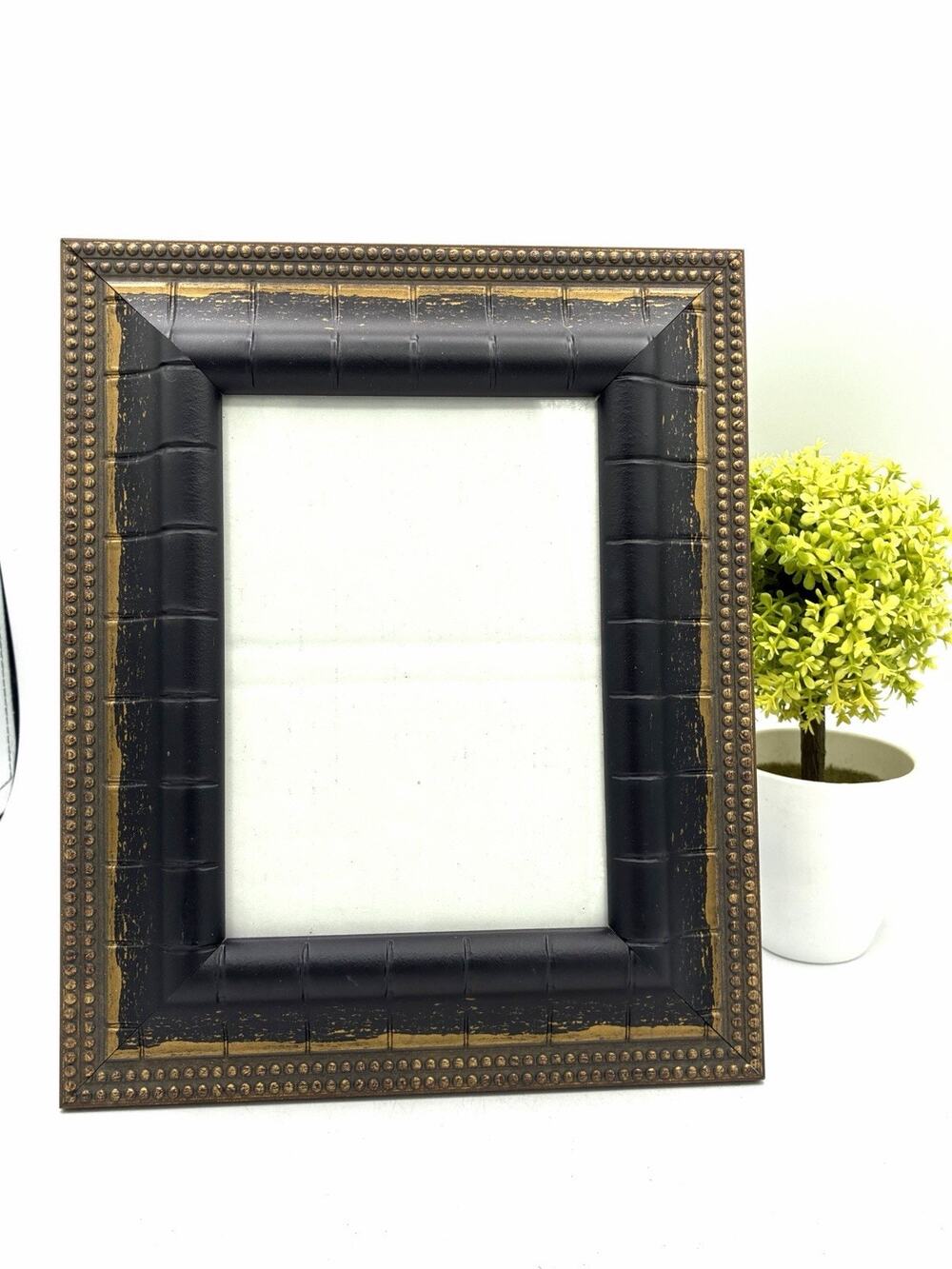 Black & Gold Faux Bamboo Picture Frame with Beaded Trim, 5x7